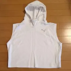 PUMA ホワイト フード付きノースリーブ