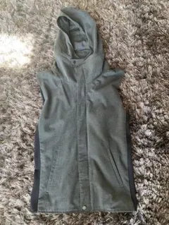 ZARA メンズ フード付きベスト S グレー×ブラック 春アウター ベスト