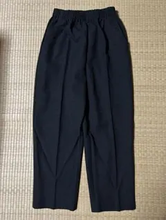 黒 カジュアルストレートパンツ ゴムウエスト LLサイズ