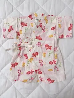 金魚と桜の甚平 サイズ70 ピンク系