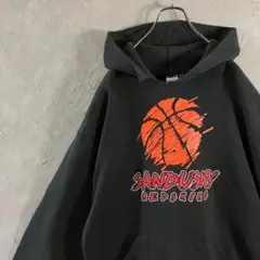 メキシコ製　ラッセルアスレティック　パーカー　ビッグプリント　バスケ　黒　IW1