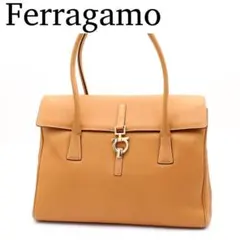 Ferragamo ガンチーニ トートバッグ セミショルダー A4可 ブラウン
