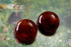 vintage ヴィンテージ イタリア製 鼈甲風 ブラウン イヤリング