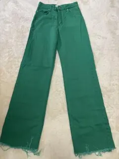 ZARA グリーンストレートデニム