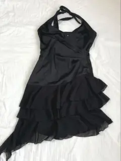 G.F.fashion creationフリル付き黒パーティードレス