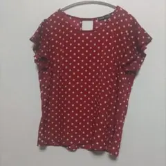 L SHEIN シーイン 赤 水玉 ドット柄 フリル袖 トップス 大人可愛いのサムネイル