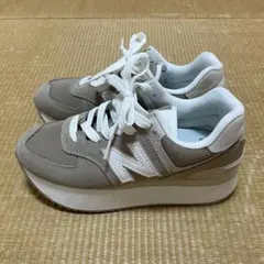 New Balance ベージュ 厚底 WL574ZSM 23.5cm 美品
