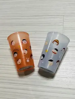ちびまる子ちゃん　プラコップ　オレンジ　白　プラスチックコップ　プラスチック