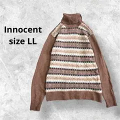イノセント セーター タートルネック ブラウン系 ラグランスリーブ a3665