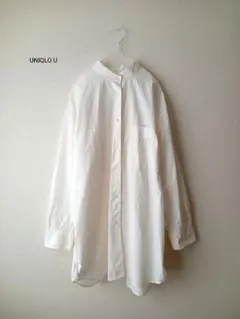 美品　UNIQLO U オーバーサイズシャツ　バンドカラー　オフホワイトのサムネイル