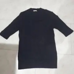 GU　クルーネック半袖ニット　ブラック