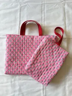 入園　入学　レッスンバッグ　上履き入れ　2点セット　インド綿