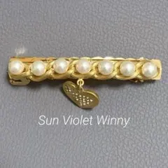 美品✨昭和レトロ ハート パール バレッタ ヴィンテージ