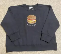 新品 シシュノン ハンバーガー刺繍 ボア 黒 トレーナー 120 月見バーガー