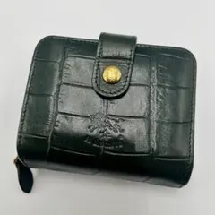 人気 イルビゾンテ 二つ折り財布 ダークグリーン レザー 金ボタン