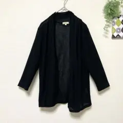 【ハッシュアッシュ】 シアーカーディガン 羽織り M相当 黒 9分袖 長袖