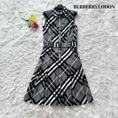 【極美品】バーバリーロンドン　ダークネイビー 半袖ワンピース 44 大きいサイズ 極美品】バーバリーロンドン ダークネイビー 半袖ワンピース 44