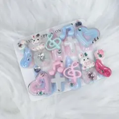 ♡ 平成　女児　うさぎ　音符　ハート　ゴテゴテ　リボン ネイルチップ 現品 ♡