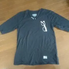 STOOGE Vネック Tシャツ ブラック メガネプリントのサムネイル