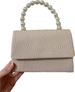 SHEIN パールハンドル クロコ調 バッグ