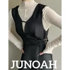 JUNOAH ヘリンボーンサイドベルトタイトジャンパースカート