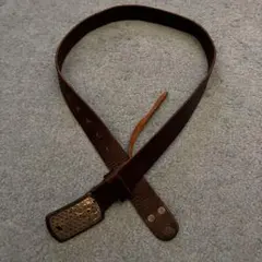 DIESEL ブラウンレザー ベルト 穴あきバックル