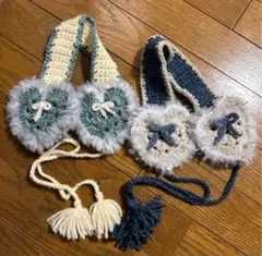ハート型手編みイヤーマフハンドメイド耳あて冬防寒具　セット