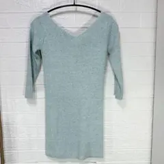 美品 rienda ミントグリーン Vネック ニットワンピース