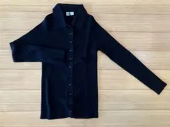 UNIQLO ポロカーディガン　黒　ブラック U リブ編み