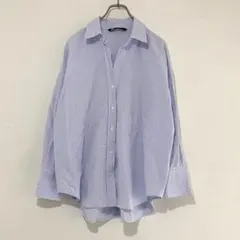 ZARA ザラ ストライプシャツ ブルー M オーバーサイズ 長袖
