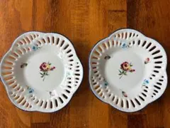 【レトロ】Lawleys Tea British Rose 小皿2枚ブルー系のサムネイル
