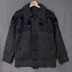 求心柄 カウチン ニット カーディガン セーター 裏地付き ボタンダウン 襟付き