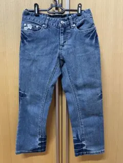 ガールズ　花アップリケ付きデニムパンツ