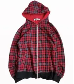 Swag Y2K archive チェック柄ジップパーカー 赤黒