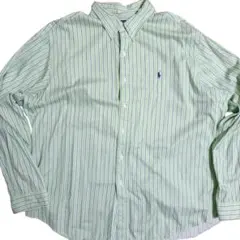 Ralph Lauren CLASSIC FIT ストライプシャツ XXL 黄緑