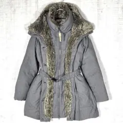 美品✨️希少デザイン✨️ノースフェイス ファーダウンコート ベルト付 グレー S