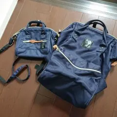 anelloネイビー キャンバス リュック・ミニバッグセット