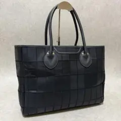 【TRION】トートバッグ　パッチワーク　レザー　ネイビー　ビジネス　A4可