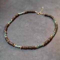 659 エスニック調 ネックレス グリーン チョーカー風 ボヘミアン お洒落