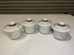 蓋付き茶碗蒸し器 5個セット 白地 金色竹模様