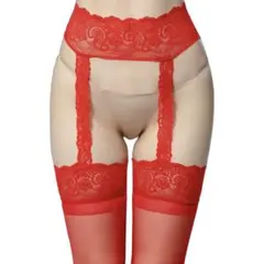 ガーターストッキング 2足セット 朱色 セクシーランジェリー フリーサイズ　新品