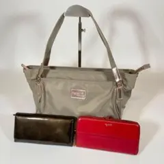 agnes b. アニエスベー 3点セット ハンドバッグ グレージュ 長財布