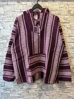 紫系ストライプ メキシカンパーカー XL