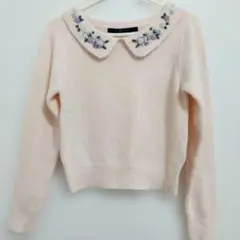 an another angelus　花刺繍襟　ニット　セーター