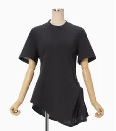 Mame Kurogouchi コットンジャージーアシンメトリックTシャツ(黒)のサムネイル