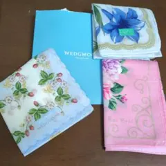 WEDGWOOD いちご柄 & ニナリッチ・ ピエーナハンカチ3枚セット
