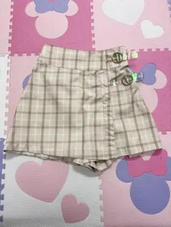 チェック柄サイドボタンハーフパンツ XS/150