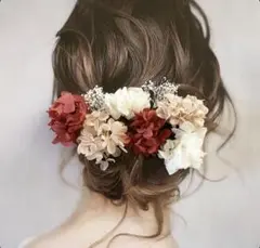 ドライフラワー髪飾り 赤ピンクヘアアクセサリー 成人式 振袖 結婚式 洋装和装