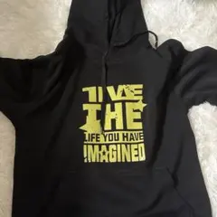 グラフィックプリント フード付きパーカー M 黒