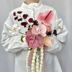 アンスリウム　胡蝶蘭　ピンク　クラッチブーケ　ウェディング　アーティフィシャル